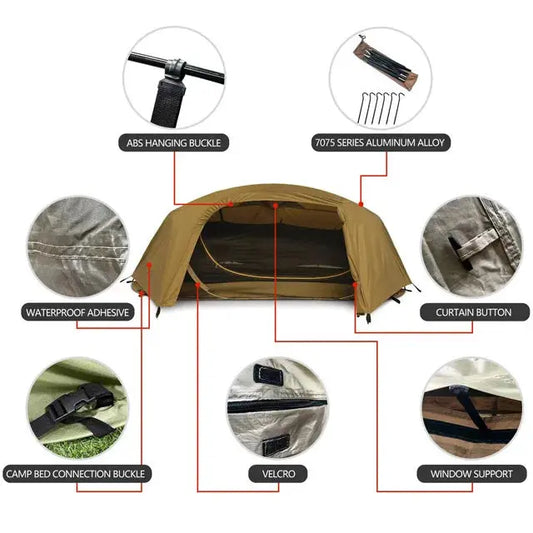 Tent Folding Bed Sunshade Tourism Outdoor Camping Hiking Mountaineering Outdoor Camping Single Tactical Tent Rainproof Boat Krouse Supply Co