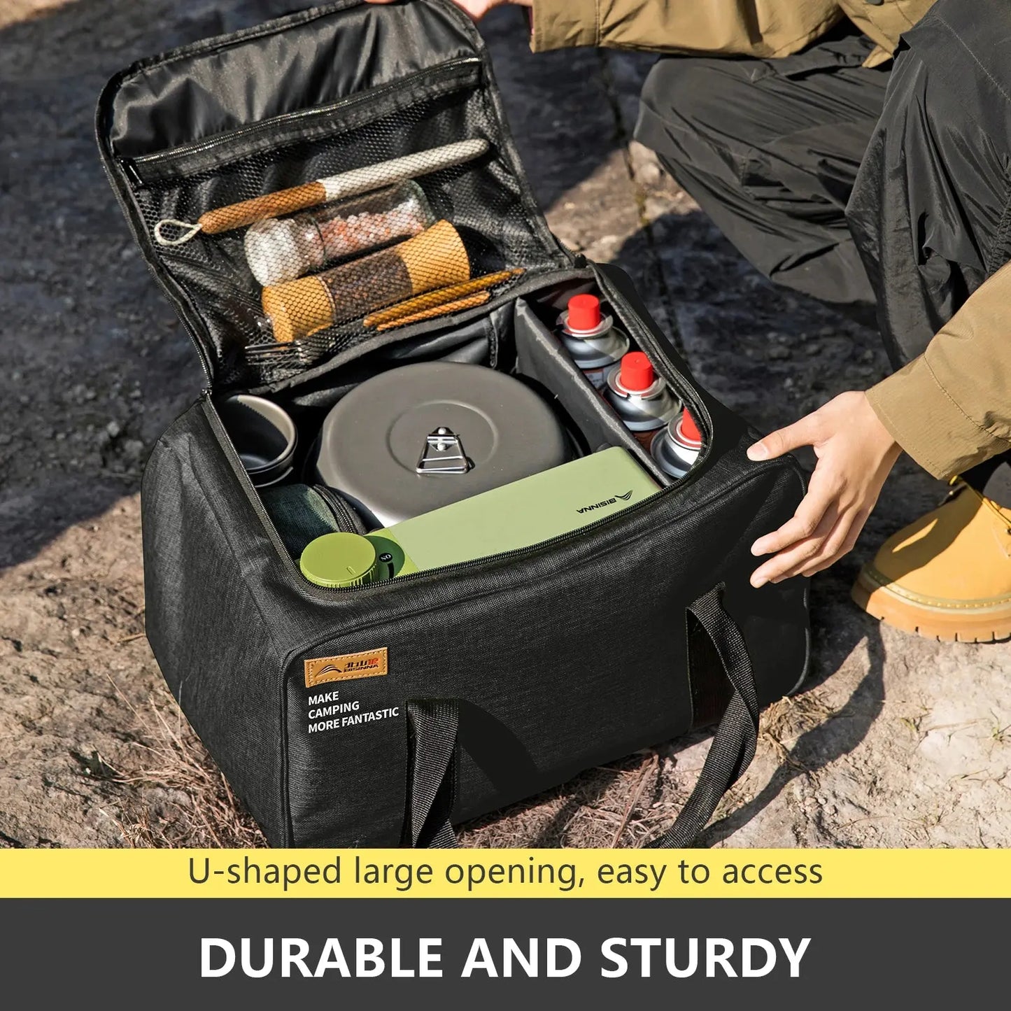 BISINNA Outdoor Camping Bag 26L Folding Gas Tank Storage Bag Picnic Cookwre Container Camp Supplies Adjustable Partition Krouse Supply Co