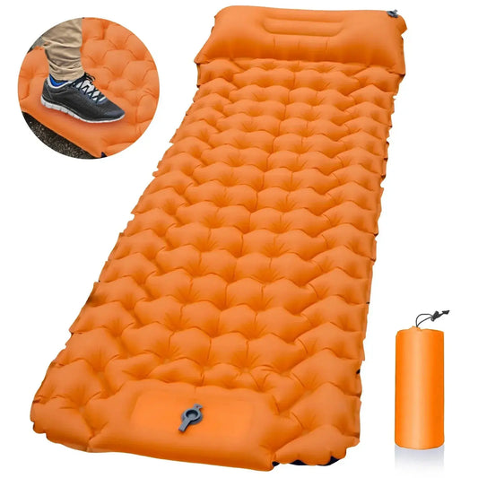 Outdoor Sleeping Pad Camping Inflatable Mattress with Pillows Travel Mat Folding Bed Ultralight Air Cushion Hiking Trekking Krouse Supply Co