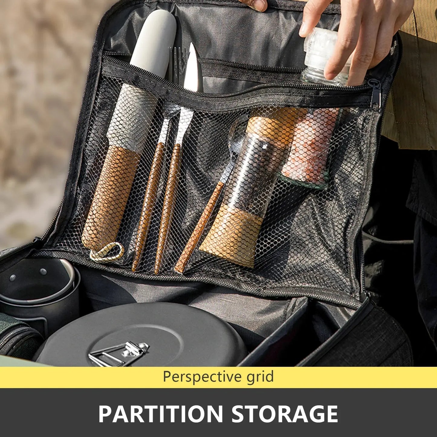 BISINNA Outdoor Camping Bag 26L Folding Gas Tank Storage Bag Picnic Cookwre Container Camp Supplies Adjustable Partition Krouse Supply Co