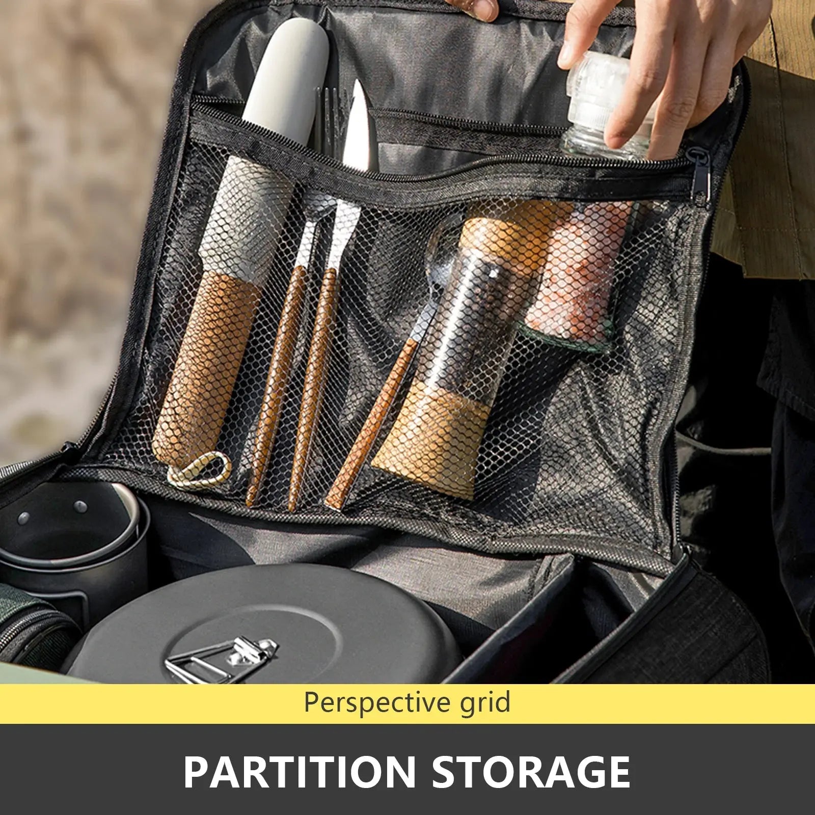 BISINNA Outdoor Camping Bag 26L Folding Gas Tank Storage Bag Picnic Cookwre Container Camp Supplies Adjustable Partition Krouse Supply Co