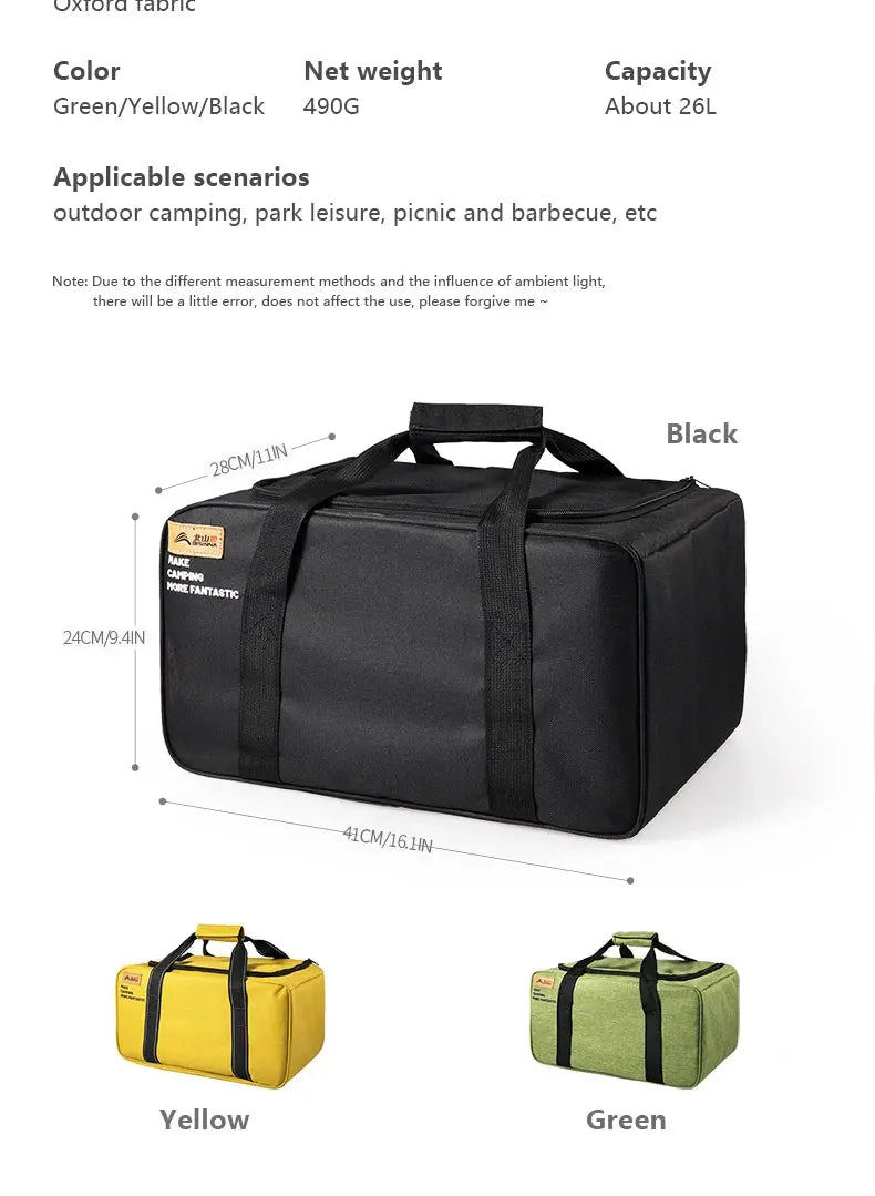 BISINNA Outdoor Camping Bag 26L Folding Gas Tank Storage Bag Picnic Cookwre Container Camp Supplies Adjustable Partition Krouse Supply Co
